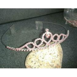 Roze Kinder Tiara kristal staand * kroontje - diadeem