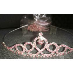 Roze Kinder Tiara kristal staand * kroontje - diadeem