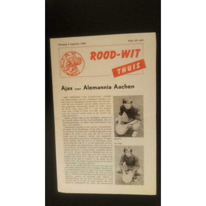 Oud voetbal programma Ajax Alemannia Aachen 1969 Cruijff