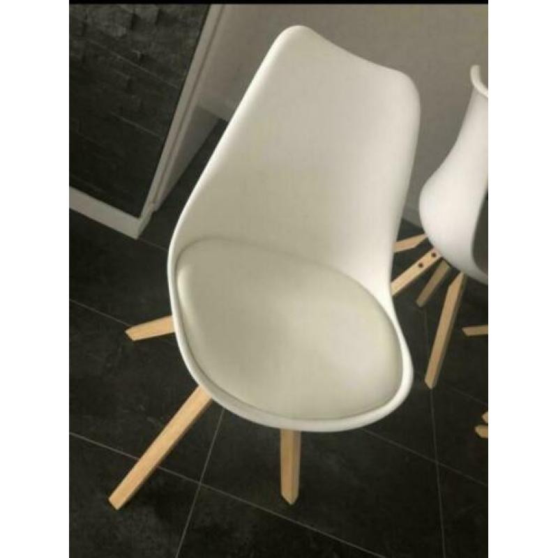Eettafel stoelen wit mat set 4 stuks