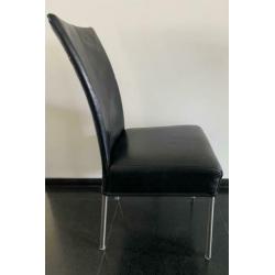 Zwart leren stoelen, 4 stuks