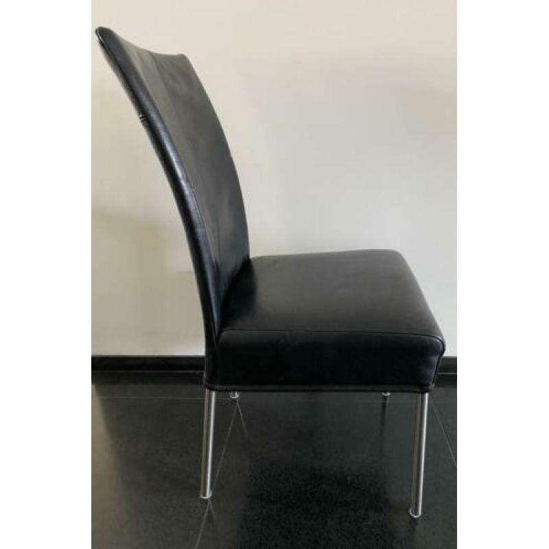 Zwart leren stoelen, 4 stuks