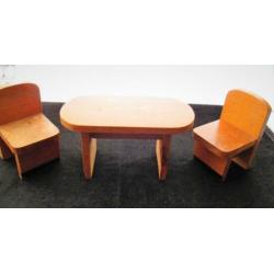 Slaapkamer jrn 50~Hadenu~Poppenhuis~Ledikant~Bed~Tafel Stoel