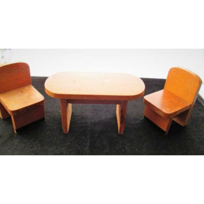 Slaapkamer jrn 50~Hadenu~Poppenhuis~Ledikant~Bed~Tafel Stoel