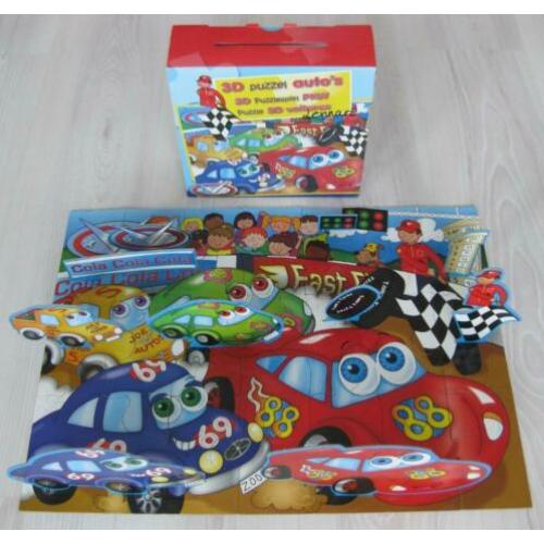3D Puzzel/3D Vloerpuzzel auto's 40 x 55 cm 32 puzzelstukjes