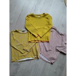 3 shirts longsleeve's maat 98 / 104 oa hema h&m