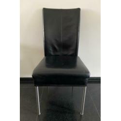 Zwart leren stoelen, 4 stuks
