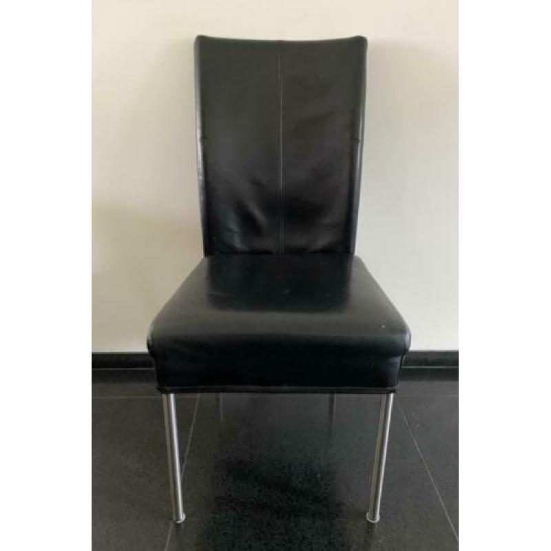 Zwart leren stoelen, 4 stuks