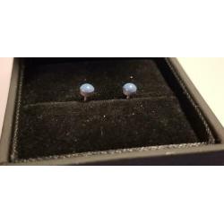 Zilveren stekertje oorbellen met blauw steentje