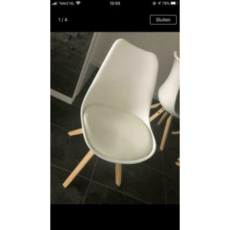 Eettafel stoelen wit mat set 4 stuks