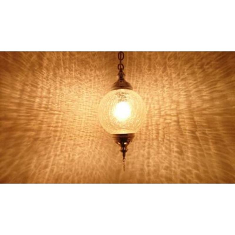 Glazen craquelé hanglamp en andere glaslampen nieuw!
