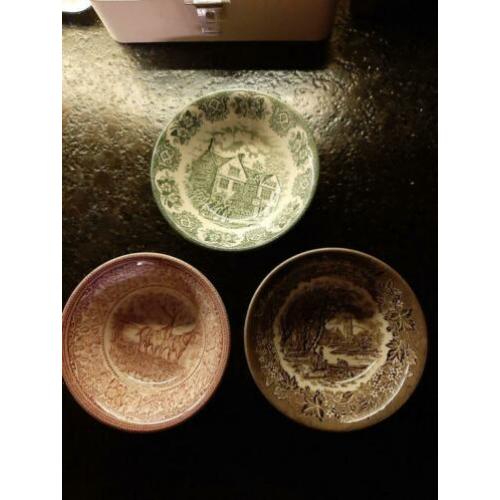 3 SCHAALTJES van OUD SERVIES