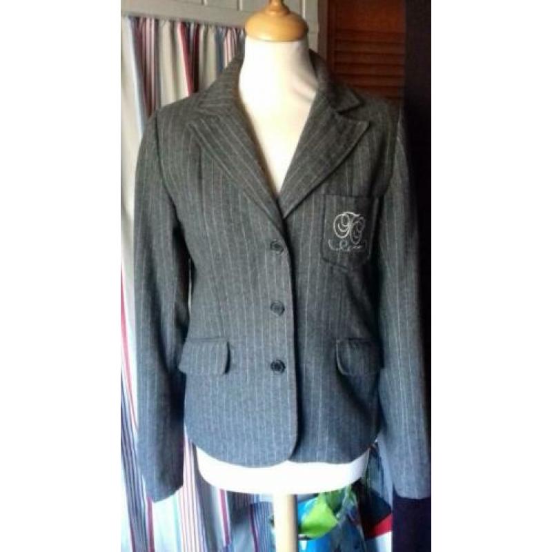 Fishbone colbert / jasje grijs met wit streepje Mt M 12,50