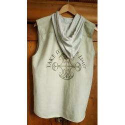 Urban Denim jacket vest met capuchon beige maat M (mouwloos)