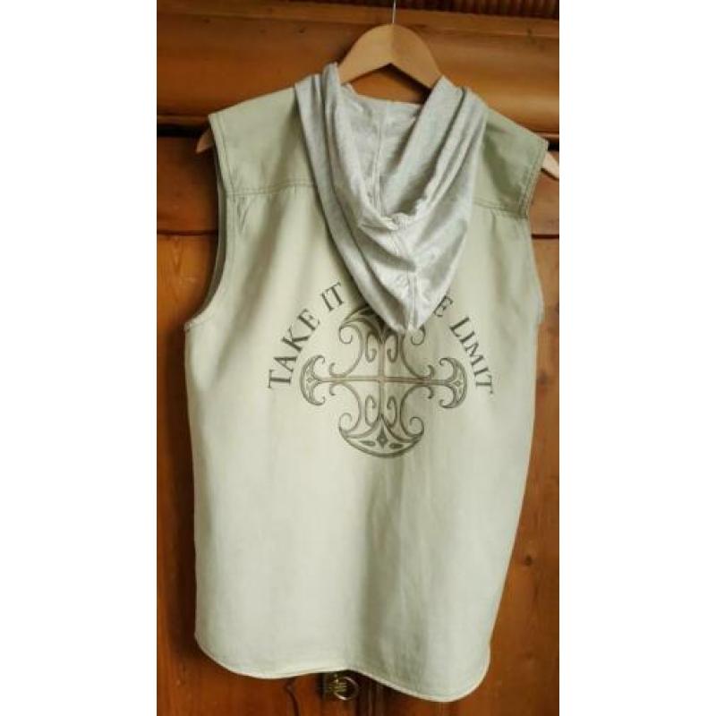 Urban Denim jacket vest met capuchon beige maat M (mouwloos)