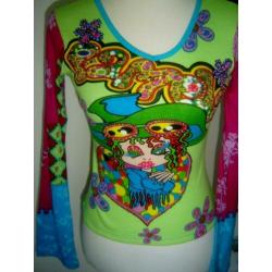 LEUK en TRENDY t-shirt met vele kleuren en print mt. S