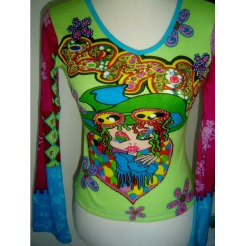 LEUK en TRENDY t-shirt met vele kleuren en print mt. S