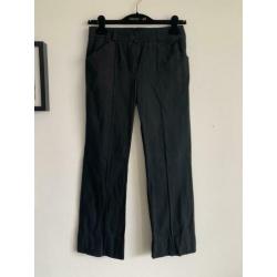Chloé vintage broek zwart lage taille katoen 34 bandplooi