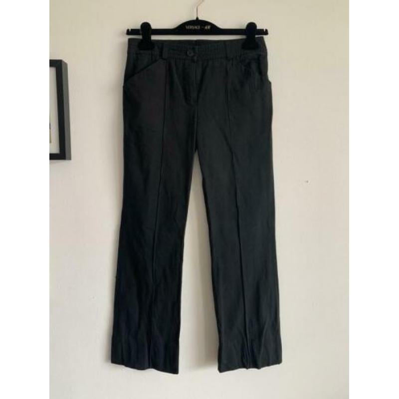 Chloé vintage broek zwart lage taille katoen 34 bandplooi