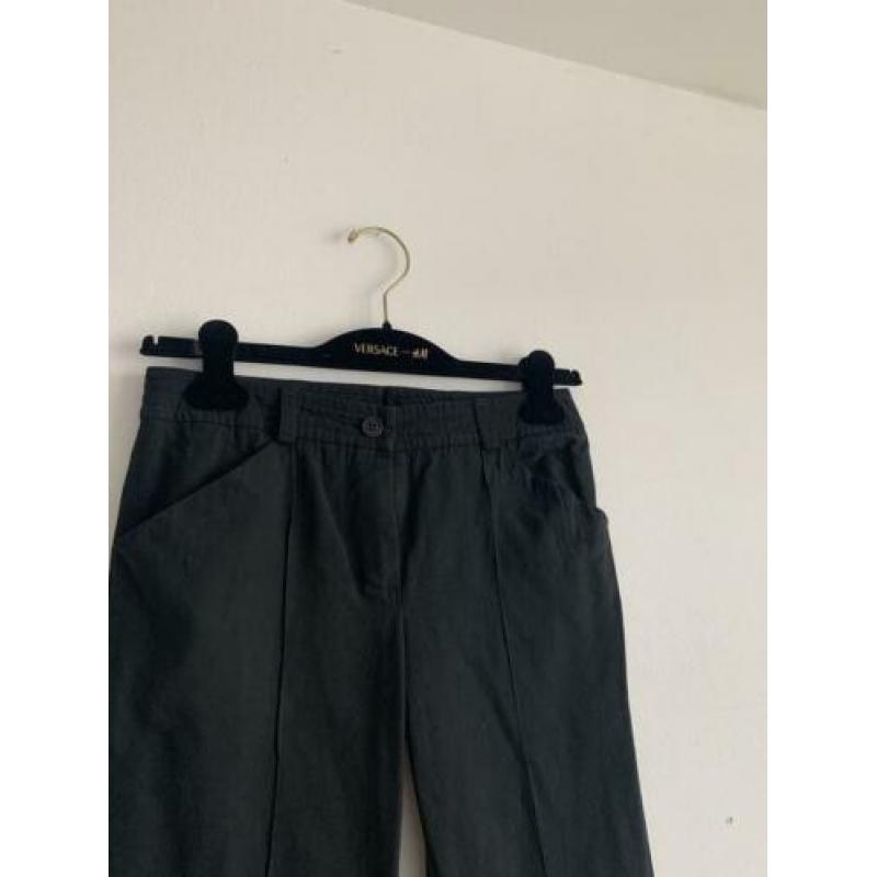 Chloé vintage broek zwart lage taille katoen 34 bandplooi