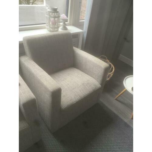 Mooie Fauteuil (2) grijs/licht beige