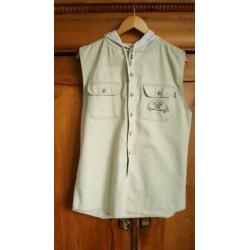 Urban Denim jacket vest met capuchon beige maat M (mouwloos)