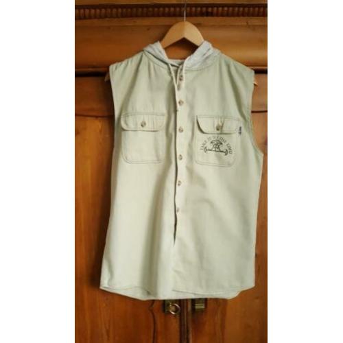 Urban Denim jacket vest met capuchon beige maat M (mouwloos)