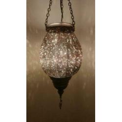 Glazen craquelé hanglamp en andere glaslampen nieuw!