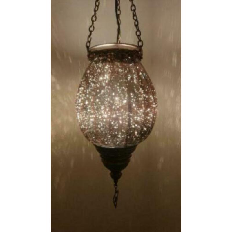 Glazen craquelé hanglamp en andere glaslampen nieuw!