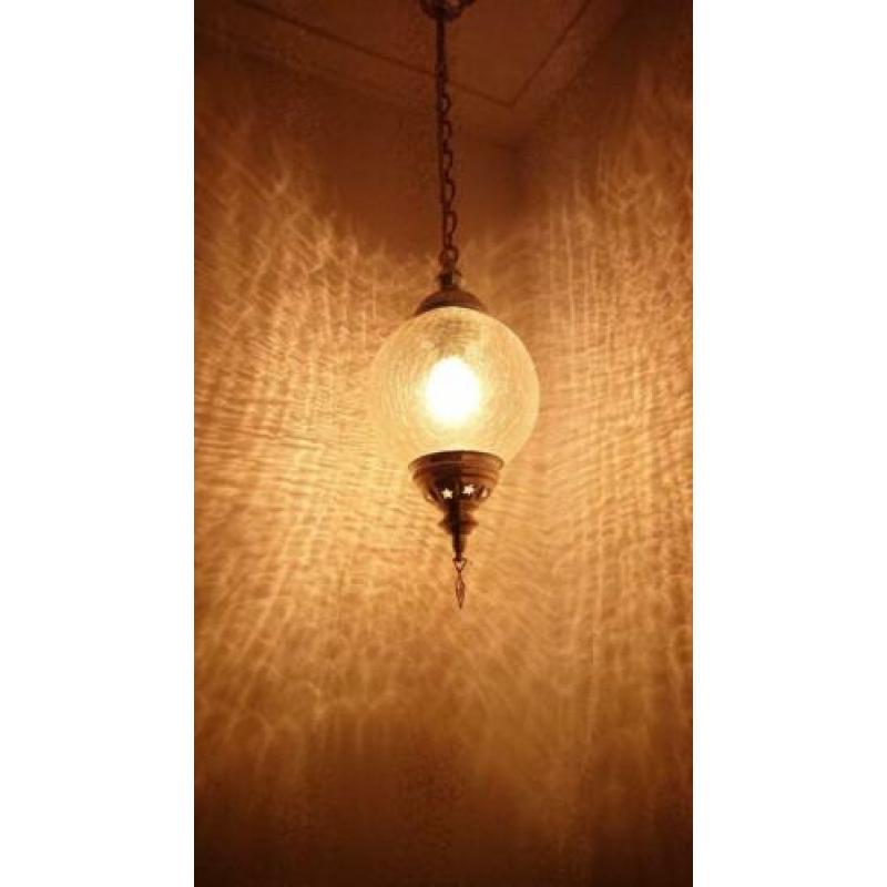 Glazen craquelé hanglamp en andere glaslampen nieuw!