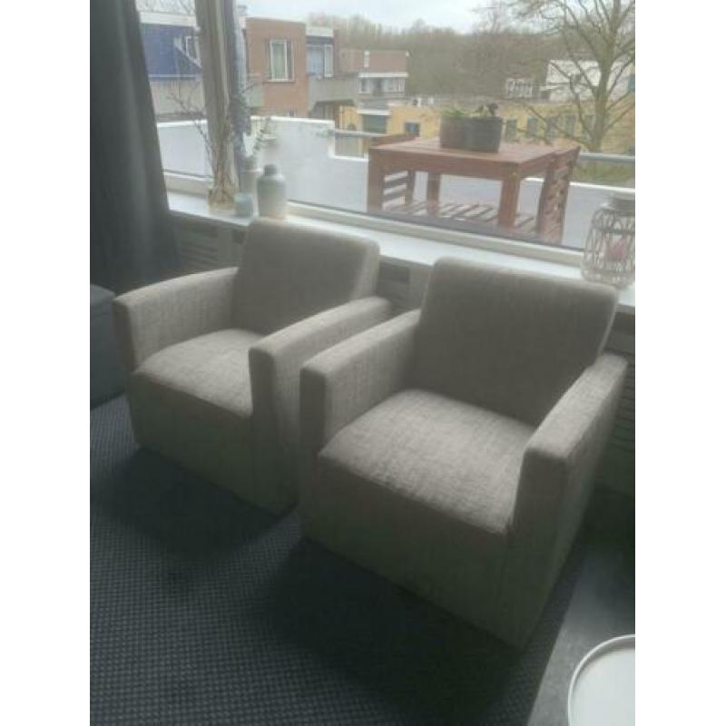 Mooie Fauteuil (2) grijs/licht beige
