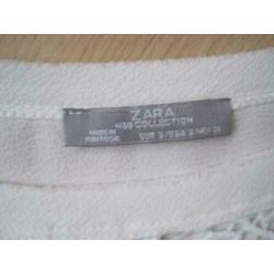 Witte korte ZARA top met kant maat S. Korte mouwen.