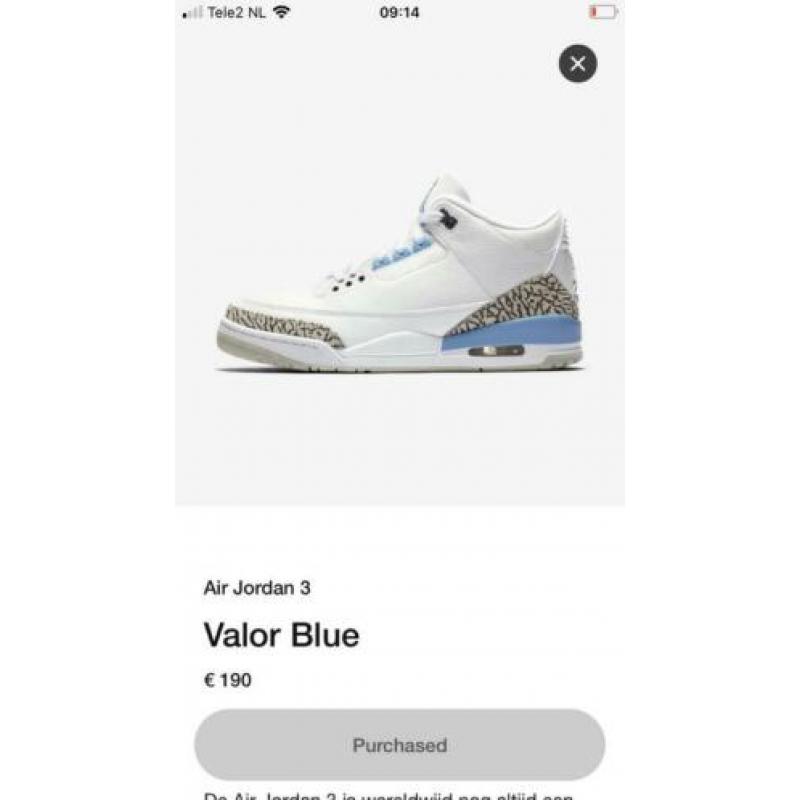 Air Jordan 3 UNC retro maat 44,5