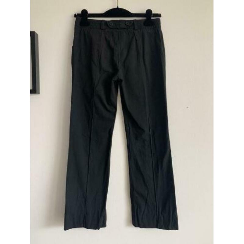 Chloé vintage broek zwart lage taille katoen 34 bandplooi