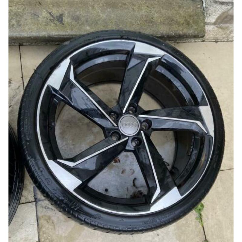 Set 19 inch zwarte prologue velgen met banden Audi VW
