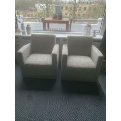 Mooie Fauteuil (2) grijs/licht beige