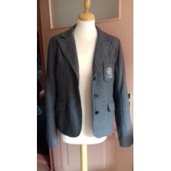 Fishbone colbert / jasje grijs met wit streepje Mt M 12,50
