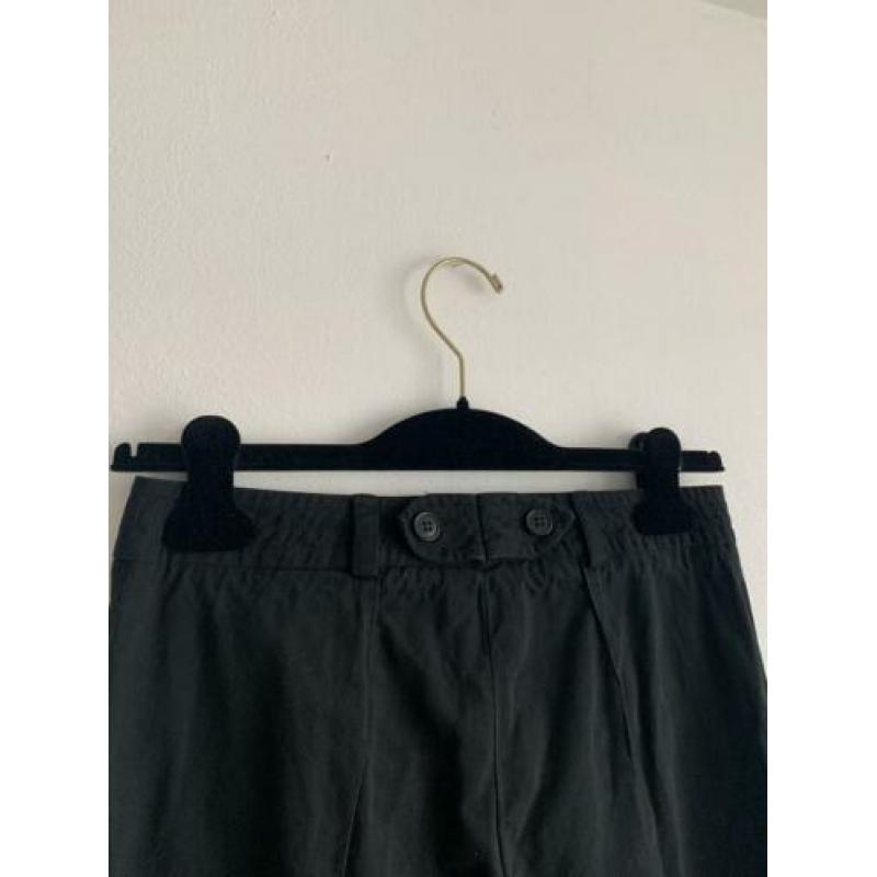 Chloé vintage broek zwart lage taille katoen 34 bandplooi