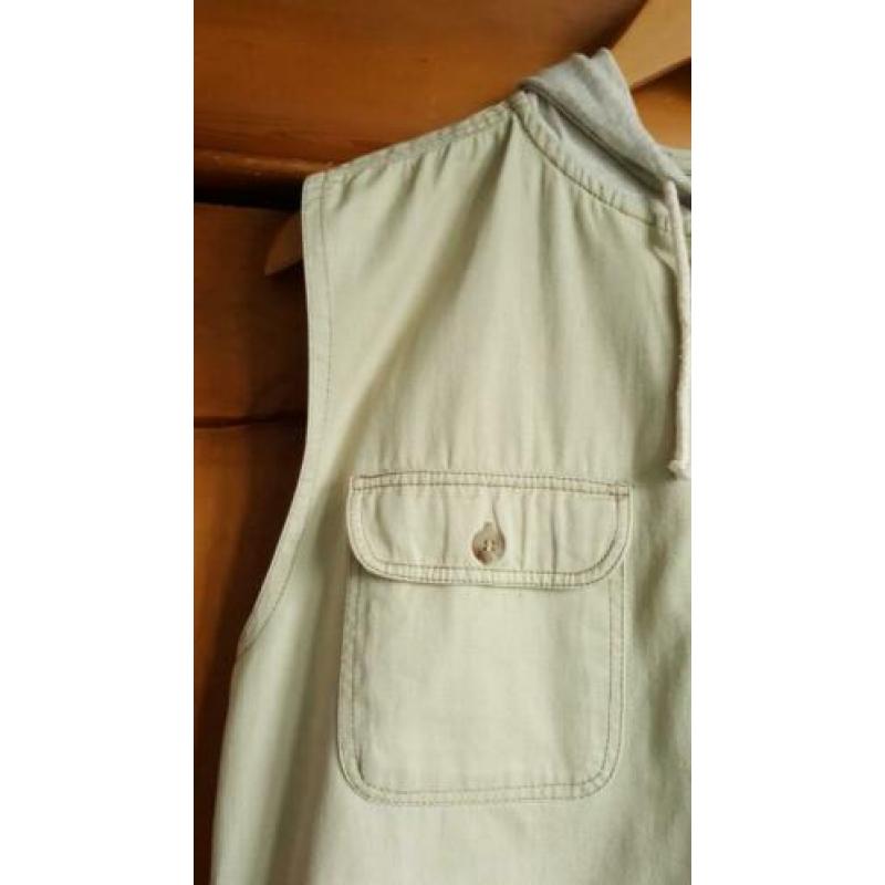 Urban Denim jacket vest met capuchon beige maat M (mouwloos)