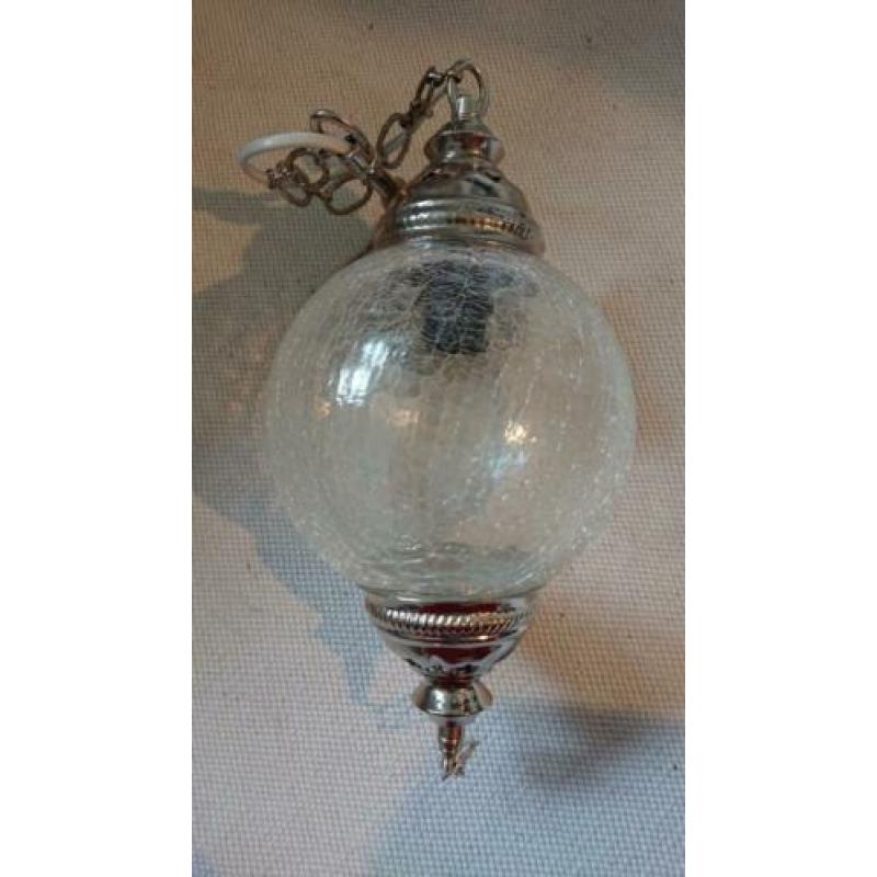 Glazen craquelé hanglamp en andere glaslampen nieuw!