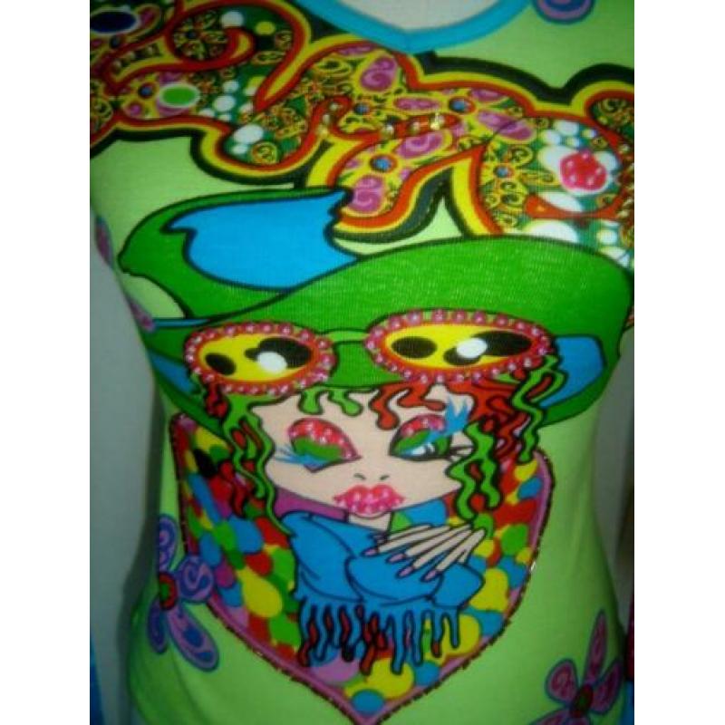 LEUK en TRENDY t-shirt met vele kleuren en print mt. S