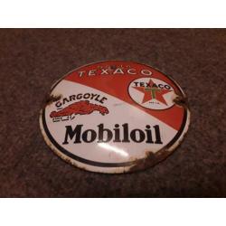 Texaco,gargoyle mobiloil, emaille bordje