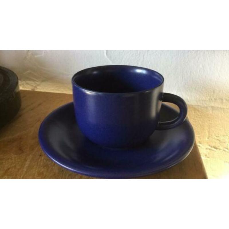 3 kobalt blauwe kop en schotels,koffie,thee,mok,vintage