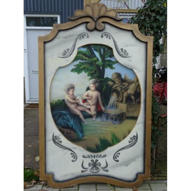 Handgeschilderde houten panelen kermis, circus, theater