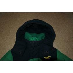 hollister winterjas M groen met donker blauw