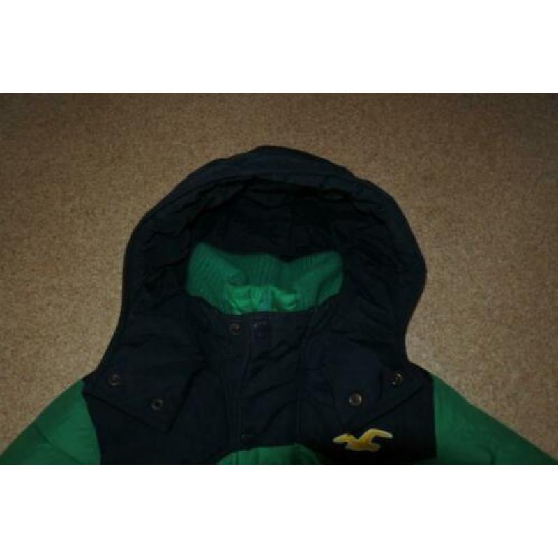 hollister winterjas M groen met donker blauw