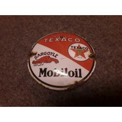 Texaco,gargoyle mobiloil, emaille bordje