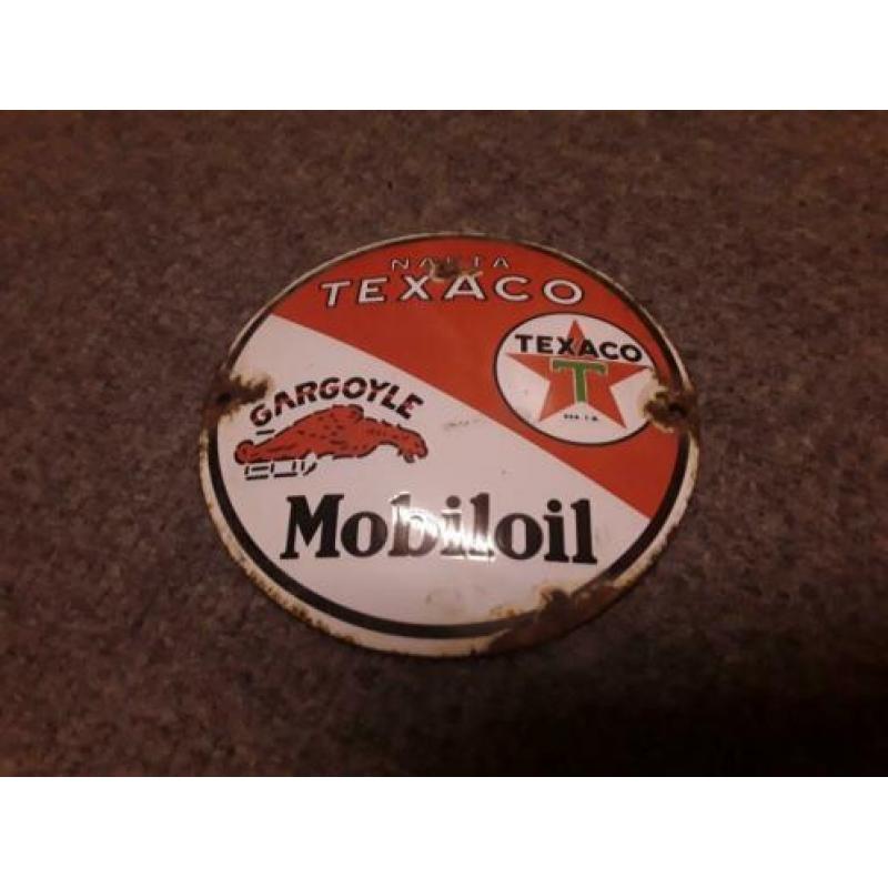 Texaco,gargoyle mobiloil, emaille bordje