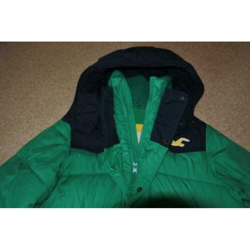 hollister winterjas M groen met donker blauw