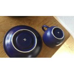 3 kobalt blauwe kop en schotels,koffie,thee,mok,vintage